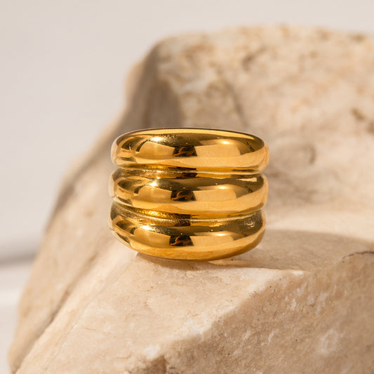 18K gold simple style ring
