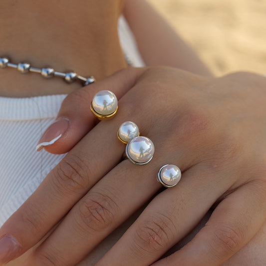 18K gold pearl design ring