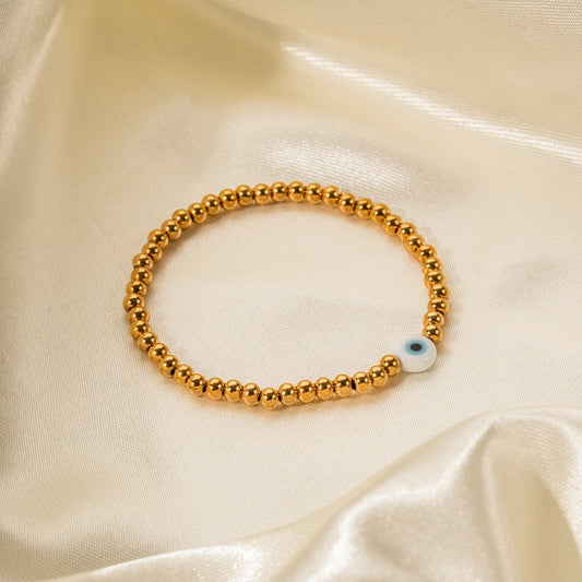18k gold  bracelet with beaded design