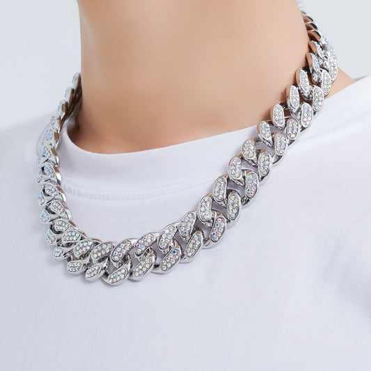 Cuban Chain Diamond Necklace Bracelet Set